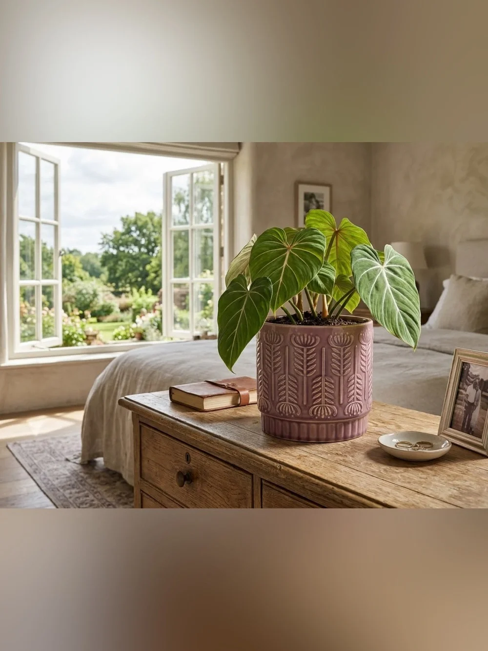 Handmade Mauve Ceramic Planter with Drainage Hole 6x6 | Terracotta Botanical Pot
